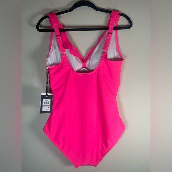 DKNY Women's sz 12 Ruffle Plunge Underwire Tummy Control One Piece Swimsuit - Picture 13 of 16